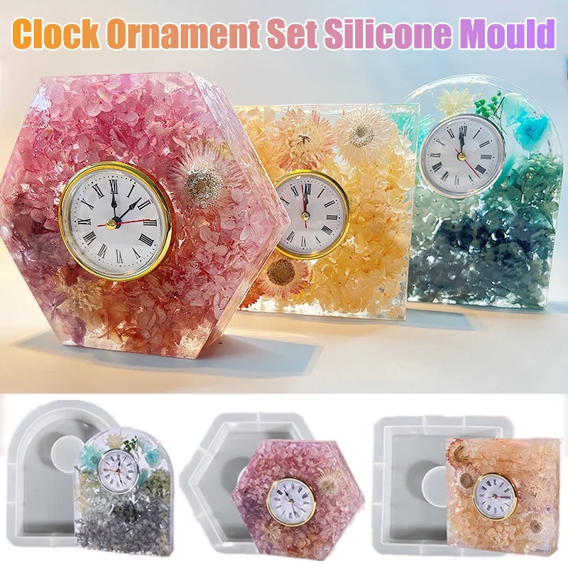 Silicone Epoxy Resin Molds Set - Uhr Ornament Set Silikonform Uhr für