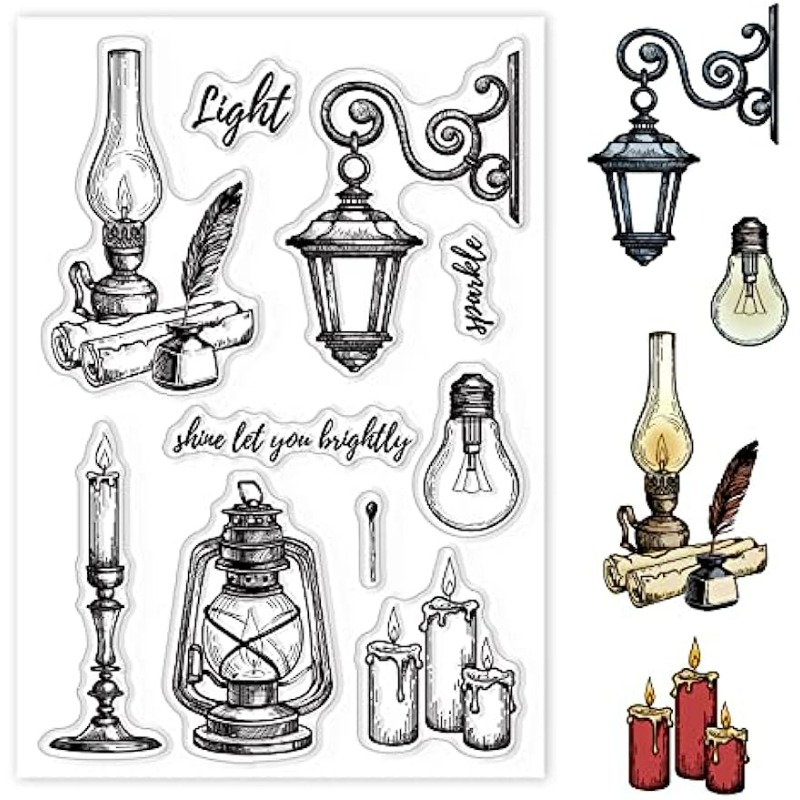 Clear Silicone Stamps For Card Making - Transparenter Silikonstempel mit Vintage-Lichtern, Kerzen und