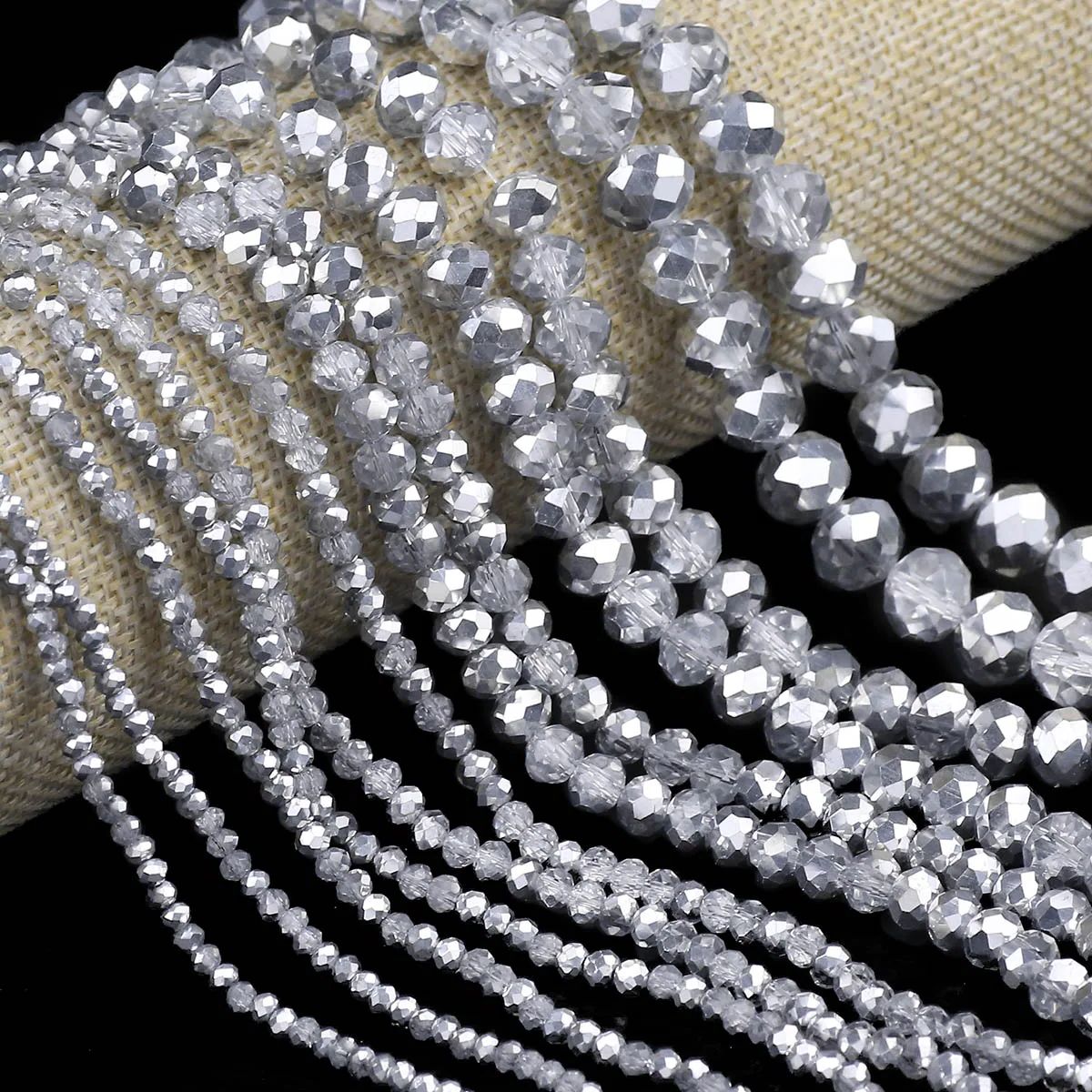Glass Seed Beads 2Mm Jewelry Making - Halb silberne Farbe transparent flach rund