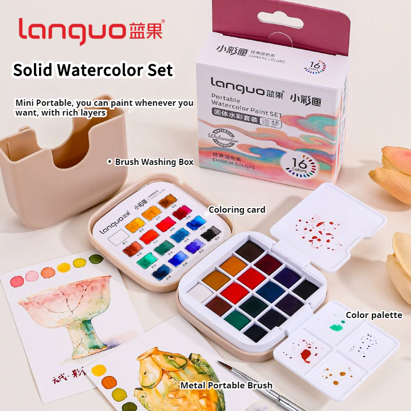 LANGUO 16 Farben Aquarellfarbe – Watercolor Paint Set Solid Pigment Bewertung und Preis