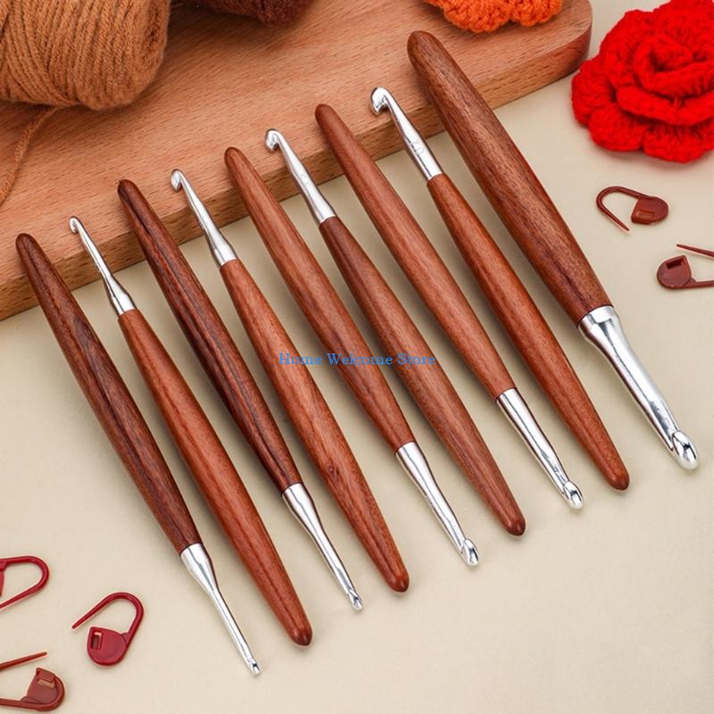 F68E 8Pcs Holzgriff Häkelnadel – Wooden Crochet Hooks Ergonomic Handle Bewertung und Preis
